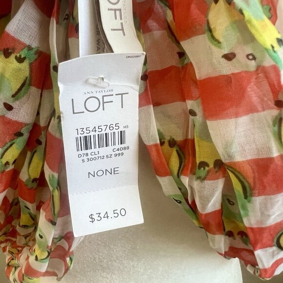 Loft Parakeet Bird Scarf Wrap Coral Stripe 40x70 New NWT - Picture 5 of 6